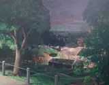 Fair on Hampstead Heath, 60 x 75cm by Frank Edward Burnham Hughes Neac, oil, sold Jun 2017