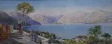 Italian lake scene with figures on a terrace by Claude Rowbotham, 1893, watercolour, sold Jun 2017