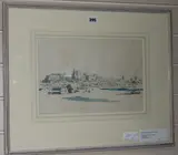 Avignon from Villeneuve, pen by Philip Gregory Needell, ink & wash, sold Jun 2017