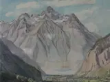 Alpine view - Belledonne by Eleanor Hughes, watercolour and pencil, sold Jun 2017