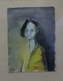 Young girl by Adrian Jemna, gouache, sold Jun 2017