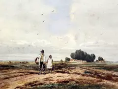 WatercolourFigures in an open landscapesigned7 by David Cox Jnr., watercolor, sold May 2017