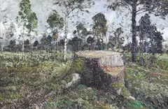Untitled by Eugene Burkett, oil on canvas, sold Apr 2017