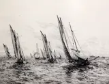 2 etchingsFishing boats at seasigned in pencil9 x 10.5in by William Lionel Wyllie, oil, sold Apr 2017