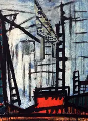 Composition'signed14 x 10.5in by André Verlon, oil and collage on board, sold Apr 2017