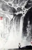 Figures by a waterfall by Li Zhong-Sheng, watercolor, sold Apr 2017