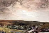 Moonlight' and Cattle in a landscapesigned7 x 10in by Thomas Collier, watercolor, sold Apr 2017
