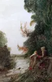 Springtime' & 'Autumn in the Wood'signed and dated 190620.5 x 13.5in by Frederick Hines, Wood'signed and dated, sold Apr 2017