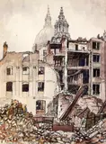 Ave Maria Lane' & 'St Mary Le Bow'signed, one dated '4120 x 15in & 19 x 14.5in by Norman Janes, watercolour, sold Apr 2017
