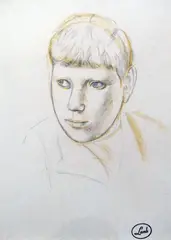 Head study,studio stamp,12 x 9in by Henry Lamb, pencil and pastel, sold Apr 2017