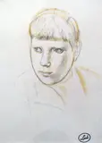 Head study,studio stamp,12 x 9in by Henry Lamb, pencil and pastel, sold Apr 2017