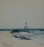 2 ink and watercoloursFishing boat Aegina and the lighthouse by Hugh Casson, ink and watercolours, sold Apr 2017