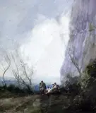 WatercolourTravellers in a landscapesigned12 by William Tatton Winter, print (other), offered Apr 2017