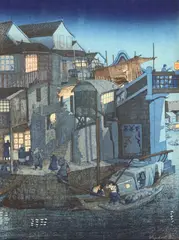 Moonlight Soochow 1924'signed in pencil16 x 12in., unframed by Elizabeth Keith, woodcut, sold Apr 2017