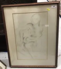 Seated nude by Frank Dobson, pencil, sold Feb 2025