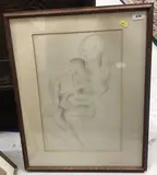 Seated nude by Frank Dobson, pencil, sold Feb 2025