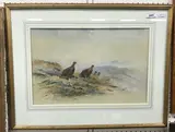 Grouse on moorlands by George Edward Lodge, watercolour, offered Feb 2025