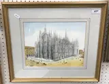Milan Cathedral” coloured etching, 20.5 cm x 28 cm by Bela Sziklay, etching, offered Dec 2024