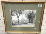 Domed building with tree in foreground” pen and ink etching by Bela Sziklay, ink, offered Dec 2024