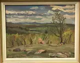 Landscape from top of Tocker Hill by Ralph Wallace Burton, oil on board, sold Jun 2024