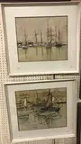 Harbour scene with various sailing vessels, fishing boats, etc.” watercolour by Maude Burge, watercolour, sold Apr 2024