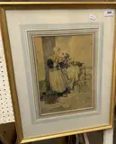 Breton flower seller by Percy Lancaster, watercolour, offered Jun 2023
