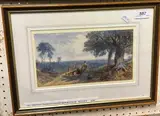 Logging cart with figure, windmill in the background by Thomas Charles Leeson Rowbotham, watercolour, offered May 2023