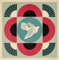 Geometric Red Dove by Shepard Fairey, Offset, unknown printer, sold Sep 2026