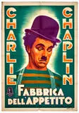 'Fabbrica dell'appetito' starring Charlie Chaplin by Anselmo Ballester, Color lithograph, APE, Roma, sold Nov 2025