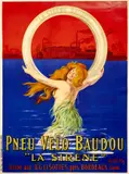 Pneu Velo Baudou “La sirène” by Leonetto Cappiello, Color lithograph, Imp, sold Mar 2025