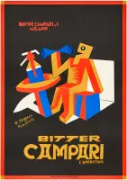 Bitter Campari (later reprint) by Fortunato Depero, Litografia a colori, Leopoldo Baroni, Milano, sold Mar 2025