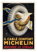 Il cablè confort Michelin migliora la strada by Marcello Dudovich, Color lithograph, Edizioni Star, Milano, sold Apr 2024