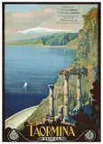 Taormina by Mario Borgoni, Color lithograph, printed in Italy for ENIT, sold Apr 2024