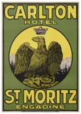 Carlton Hotel St. Moritz by Anónimo, Color lithograph, Manatschal Ebner, St, sold Apr 2024