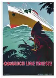 Cosulich Line Trieste by A. Dondou, Color lithograph, Modiano, Trieste, sold Apr 2024