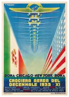 Crociera Aerea del Decennale by Umberto Di Lazzaro, Color lithograph, Officine I, sold Apr 2024
