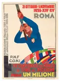 VII campionato del mondo di tiro al piccione by Melchiorre Fucci, Color lithograph, Pizzi & Pizio, Milano-Roma, offered Apr 2024
