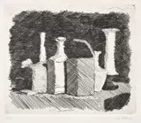 Natura morta con sei oggetti by Giorgio Morandi, Etching on copper on Japanese paper, ed, sold May 2026