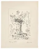 Vase with flowers by Filippo de Pisis, Etching, ed, sold May 2026