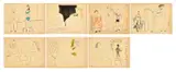 Lot of seven litographs from series 'Comédie Humaine' signed: Clown and woman by Pablo Picasso, Colour lithograph, offered May 2026