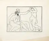 Deux sculptures devant une statue by Pablo Picasso, Etching on Montval laid paper with Picasso watermark, ed, offered May 2026