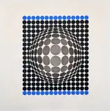 Presenza grafica by Victor Vasarely, Etching and aquatint on a copper plate, printed in two colours on Fabriano Rosaspina paper, ed, sold May 2026