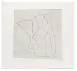 Two bottle & glass by Ben Nicholson, Etching and aquatint on Velin Rives paper ed, sold May 2026