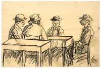 Uomini al caffè by Ottone Rosai, Charcoal on paper, sold May 2026