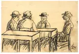 Uomini al caffè by Ottone Rosai, Charcoal on paper, sold May 2026