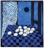 Uova sul tappeto by Felice Casorati, Tempera on cardboard, sold May 2026