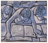 Lettrici by Felice Casorati, Tempera on black cardboard applied on canvas, offered May 2026