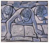Lettrici by Felice Casorati, Tempera on black cardboard applied on canvas, offered May 2026