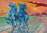 Cavalli planetari by Aligi Sassu, Oil on canvas, sold May 2026