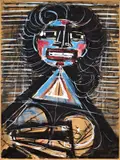 Lot of two works on paper: Santone by Lojze Spazzapan, Ink and tempera on paper applied on canvas, sold May 2026